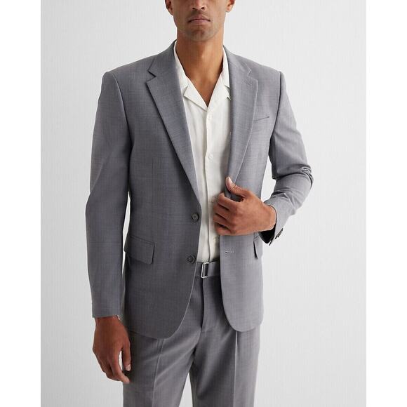 Express Other - NEW EXPRESS $298 SOLID GRAY SLIM WOOL BLEND MODERN TECH SUIT JACKET SZ 46L